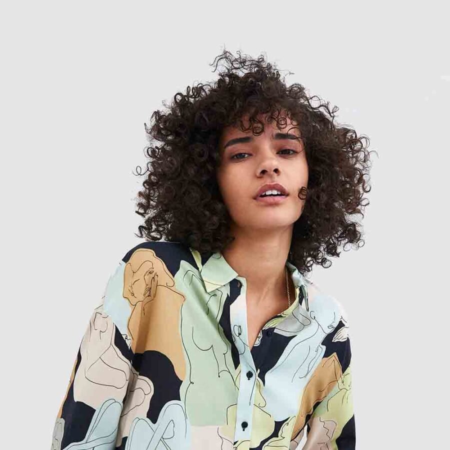 Abstract Print Cotton Blouse – Image 2